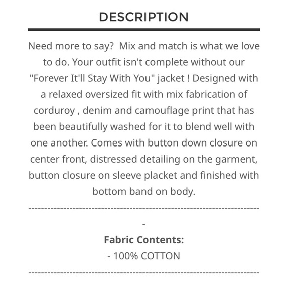 $40 start 192 ⬇️ LAST 2 POL camo corduroy jacket - Picture 4 of 4